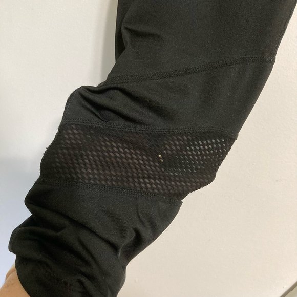 REEBOK Black with Mesh Yoga Running Workout Leggings Pants Womens Medium - Picture 14 of 15